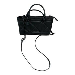 ALDO Quilted Black Faux Leather Mini Satchel – Metal Handles and Chain Strap – 2